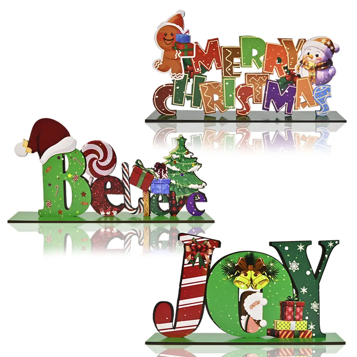 Classic & Believe Joy Gingerbread Man Wooden Christmas Ornaments, 8 Inch Holiday Decoration, Perfect Gift for Women