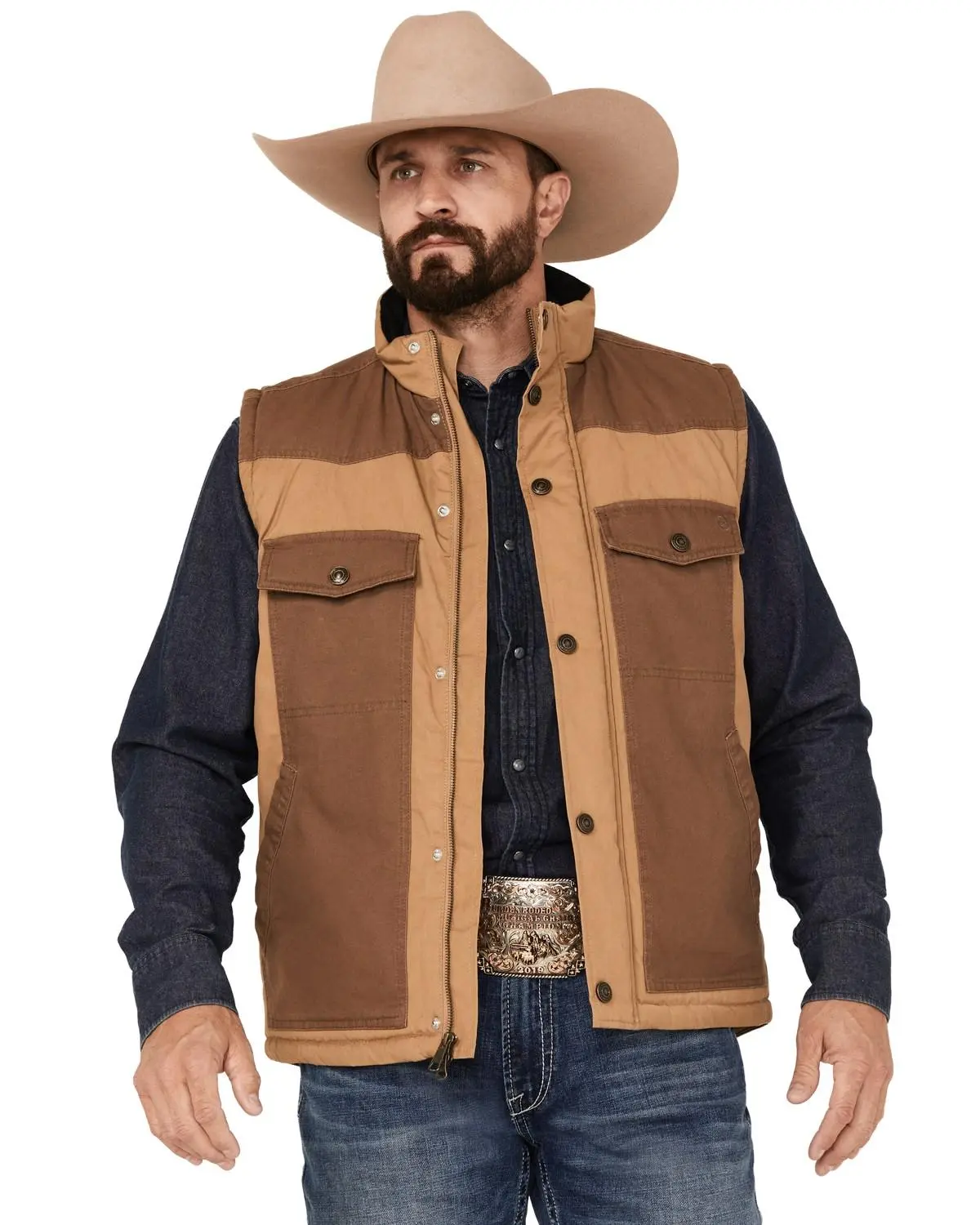 Blue Ranchwear Men's Waxed Canvas Vest - Brho22v05-Khk