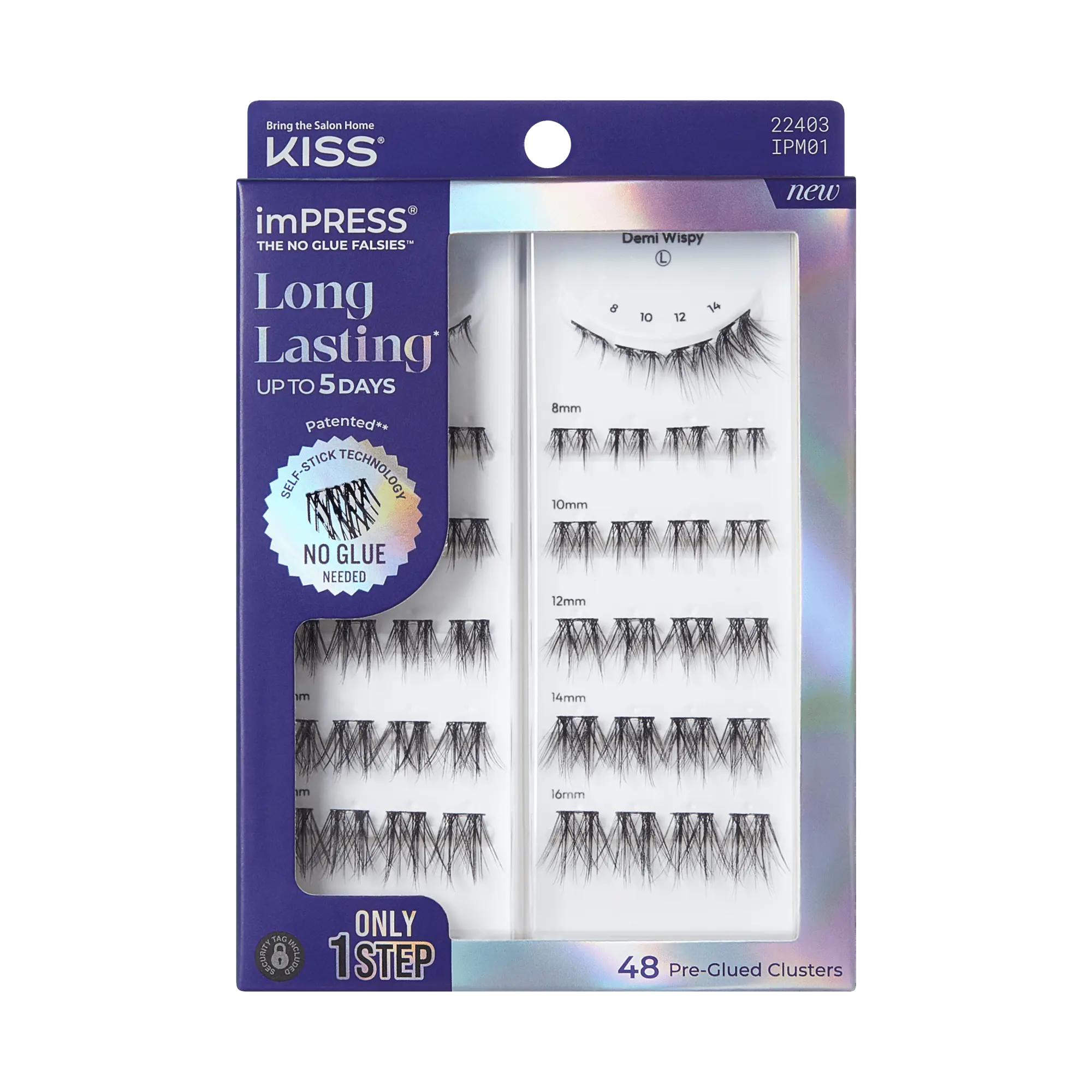 Impress Falsies Long Lasting Pre-Glued False Eyelashes - Demi Wispy | 48 Lash Clusters, Up To 5 Day Wear, 8mm-16mm Impress Falsies Long Lasting Pre-Glued False Eyelashes - Demi Wispy | 48 Lash Clusters, Up To 5 Day Wear, 8mm-16mm