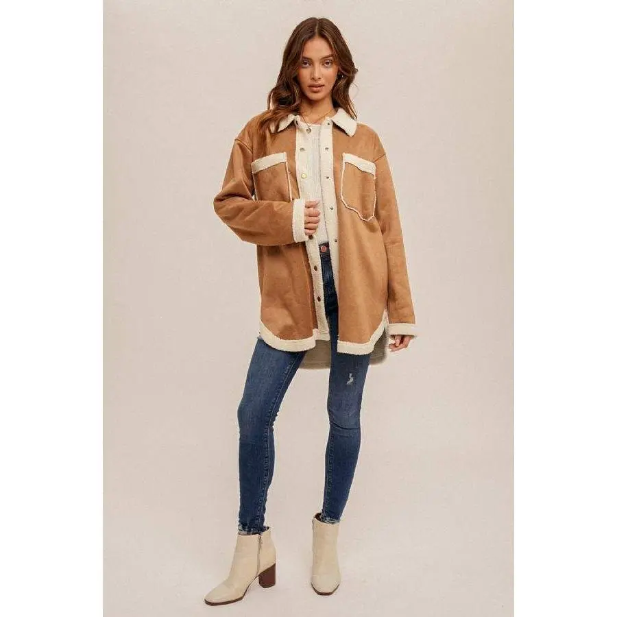 Sherpa Lined Faux Suede Shacket
