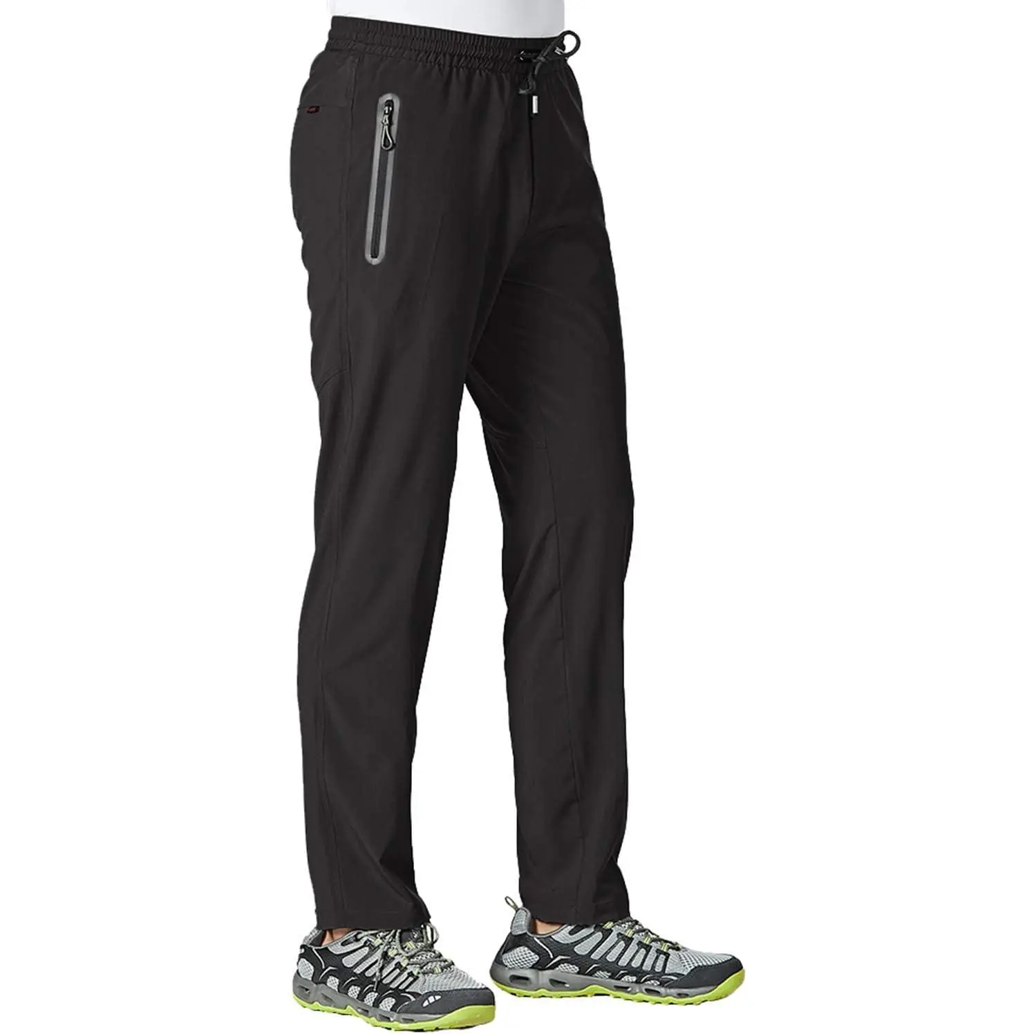 Men's Lightweight Hiking Pants, Quick-Dry 4-Way Stretch Athletic Joggers with Zipper Pockets for Travel and Fishing, 10% Spandex, Biking