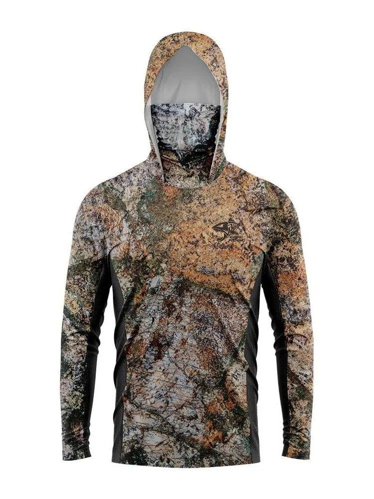 2026 Summer New Sporty Chic Ice Silk Long Sleeve Quick-Dry Hoodie - Professional Tropical Print Outdoor Sports Sunscreen Fishing Top with Hooded Mask, Breathable Casual Jacket