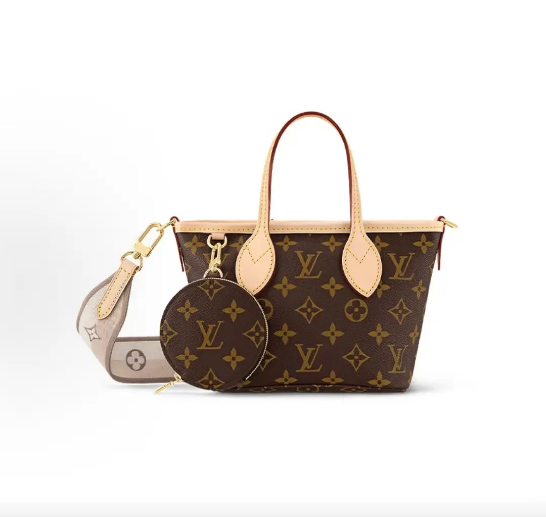 Pre-owned Louis Vuitton Neverfull BB, Removable & Adjustable Shoulder Strap, Zipper Closure, Coated Canvas, Canvas Tote Bag / Shopping Handbag, Mini Size, Women's Version, Brown