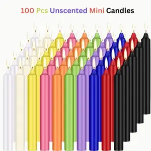 100-Piece Unscented Assorted Colors Mini Taper Candles Set, Paraffin Wax Decorative Candles (4 in Tall x 1/2 in Diameter) with Steady Burn for Rituals, Home Decor