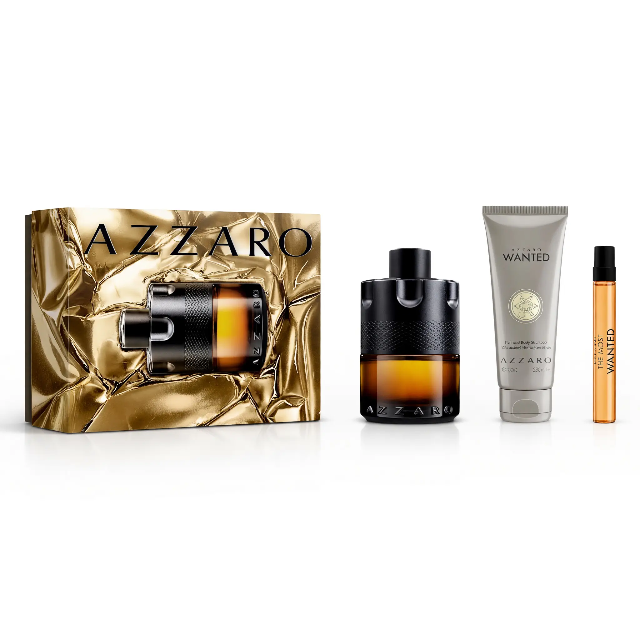 Azzaro The Most Wanted by Azzaro, 3 Piece Set for Men - Colognes Complete Kit, Personal Care Fragrances Set with Cologne Spray Guy