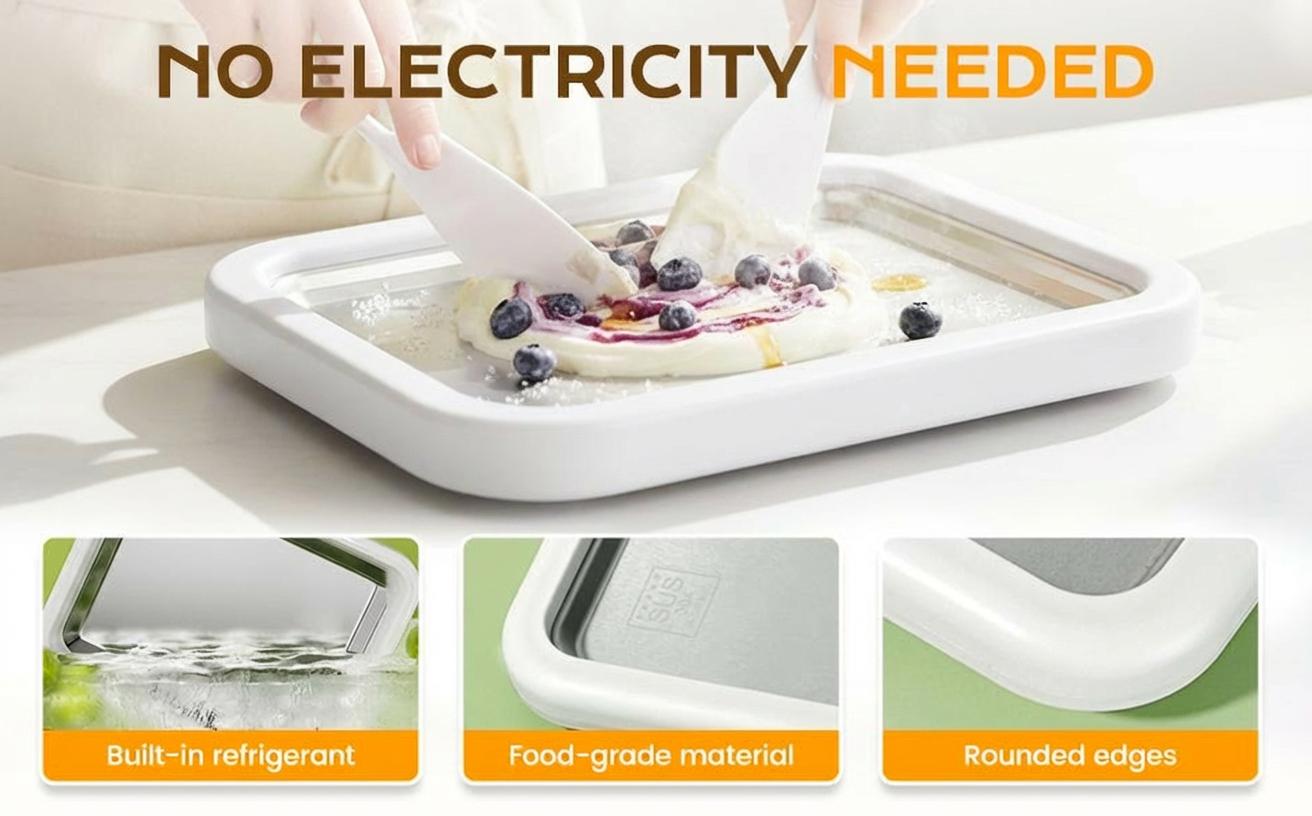 Rroetxi Instant Ice Cream Maker – No Electricity Required, Stainless Steel Rolled Ice Cream Machine, Perfect for Frozen Yogurt & More, Food-Grade for Home Use