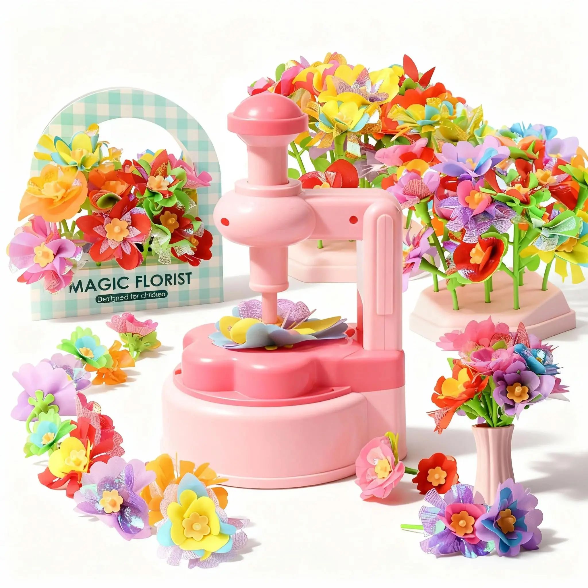 DIY Flower Bouquet Craft Kits，Arts and Crafts Flowers Market Toy for Kids，Birthday Gift for 4 5 6 7 8 9 10 Year Old Girl Boy (Flower Craft Kits)