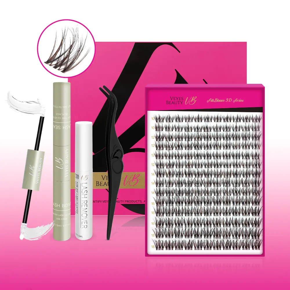 VEYESBEAUTY Cherub Lash Clusters Ultra-thin Clear Invisible Band 3D Fluffier Cluster Individual Clusters Lashes DIY Lash Extensions Makeup Cosmetic