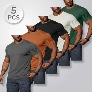 5-Pack #Men's Performance Poly Tee | Quick-Dry Athletic Shirt | Best for Workouts & Summer | No Sweat Marks