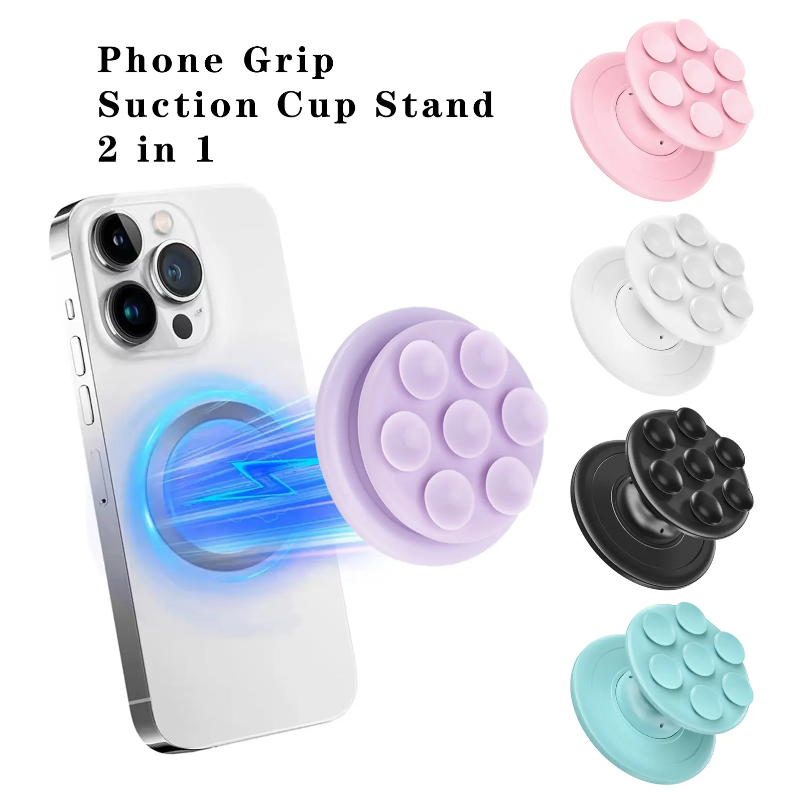 MagSafe Phone Grip Suction Cup Stand 2 in 1 - Secure Hold for Your Device - Perfect for Home & Office Use