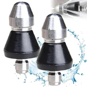 2pcs High Pressure Sewerage Nozzle Kit, Stainless Steel Pipeline unclogger nozzle