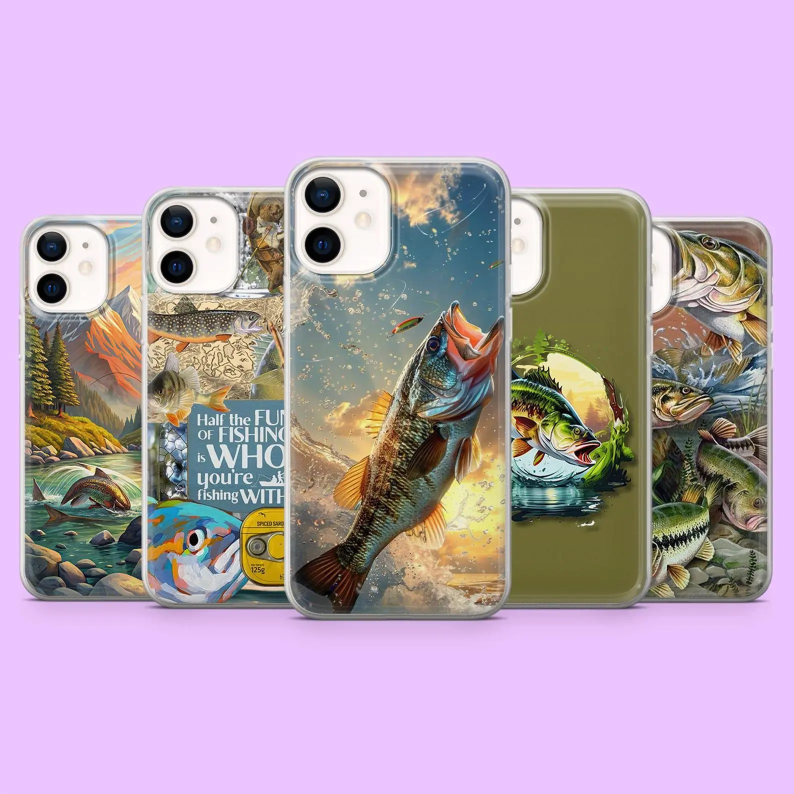 Fishing Bass Phone Case, Outdoor Angler Aesthetic, Largemouth Bass Illustration Design, Glossy Shockproof Protective Cover, Gift for Fisherman