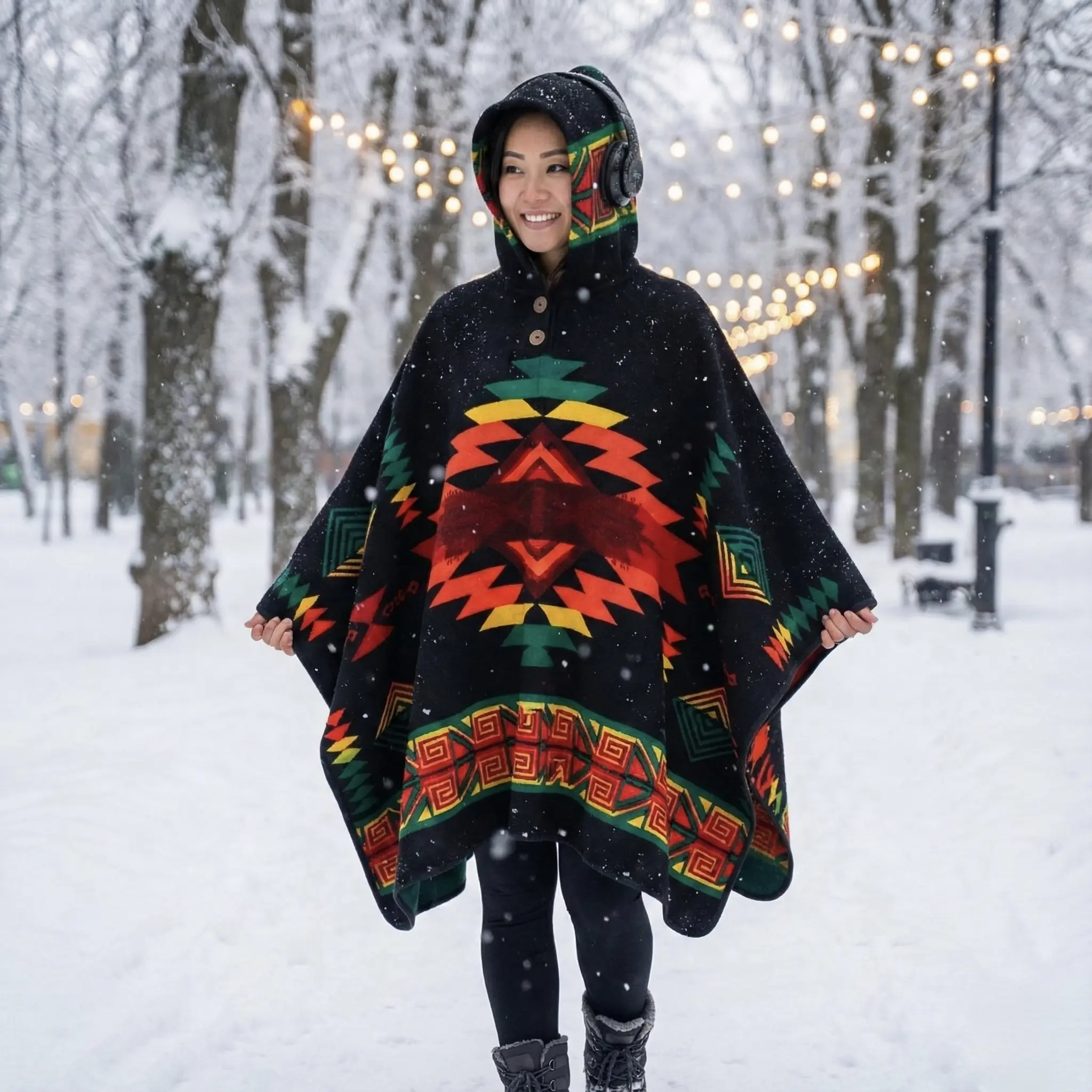 Alpaca Wool Poncho - Native Western Style - VIP Drop