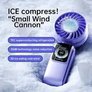 2026 Upgraded TEC Superconducting Refrigeration, TYPE-C Charging, Portable Handheld Turbo Fan, Foldable Mini Personal Fan, Rechargeable 3-In-1 Hand/Table/Neck Fan Cooling Ice Fan, Essential Travel Gift for Women, Men, 12 Hours, 3600Mah