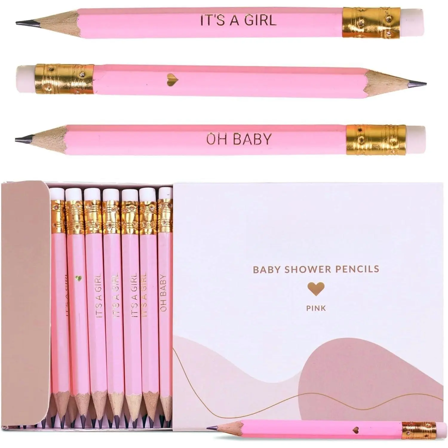 Mini Pencils For  Shower  For Girl, Heart Pencils, Small  Pencil Set