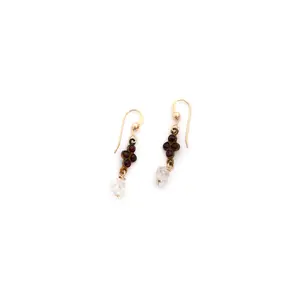 Bohemian Garnet and Herkimer Diamond Earrings