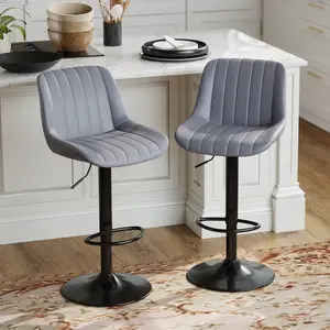【Deal】ERMNOIS Bar Stools, Swivel Counter Height Barstools with Back, Adjustable Anti-Scratch Fabric Bar Chairs, Modern Armless Kitchen Island Stool