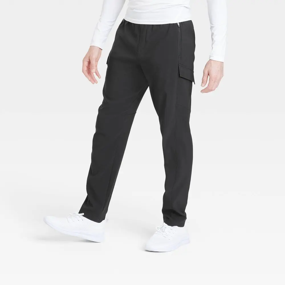 All In Motion Men's DWR Water Resistant Cargo Pants Midweight Loose Fit, Polyester, Pocket