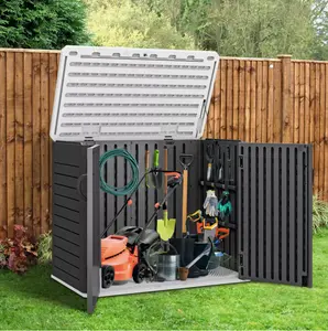 DWVO Outdoor Horizontal Storage Shed 35 Cu Ft Weather Resistant Resin Tool Shed