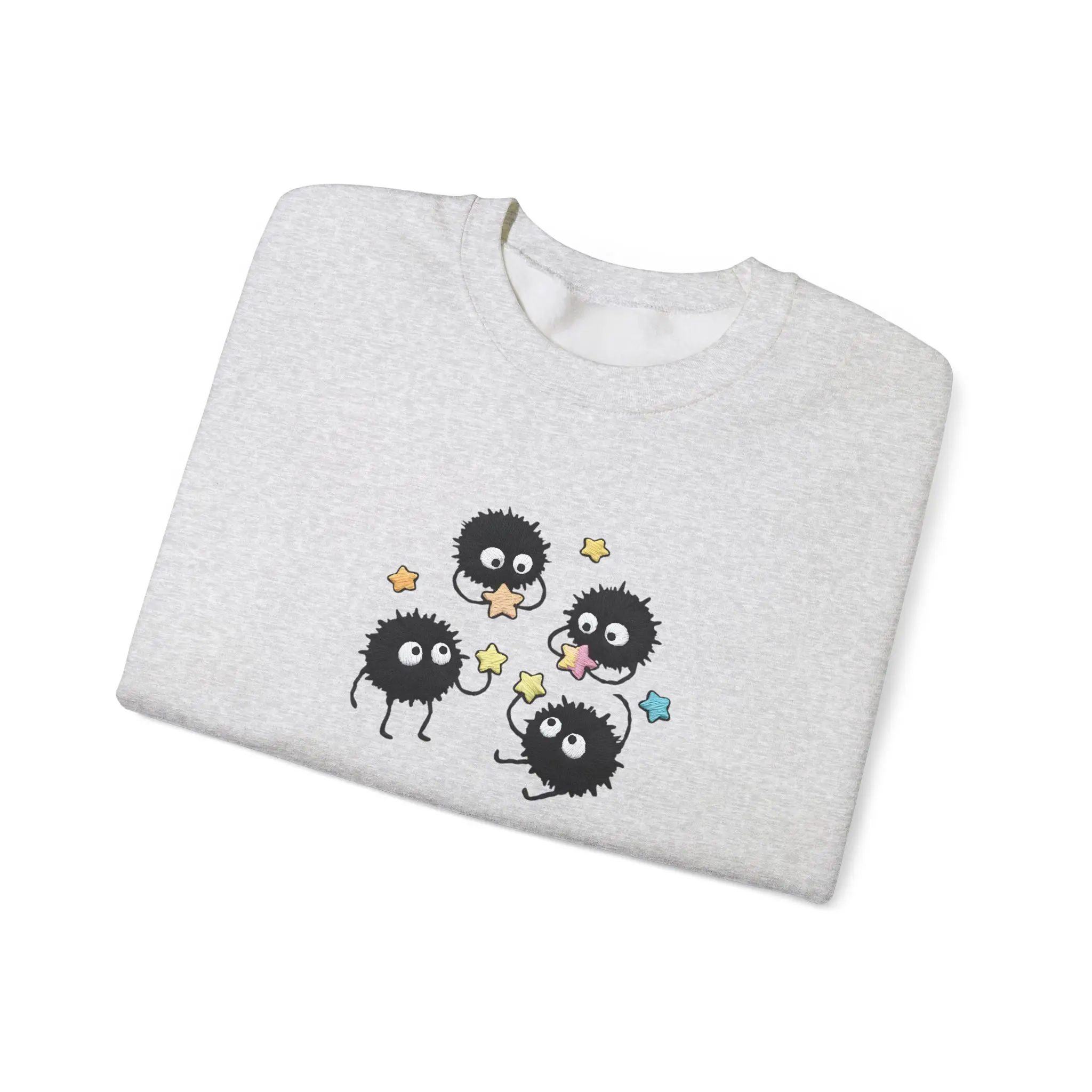 Soot Sprites Embroidered Sweatshirt, Totoro Sweatshirt, Studio Ghibli, Cottagecore Anime Gift, Cozy Studio Anime inspired Top