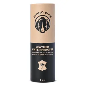 Rhino Wax - Leather Waterproofer - 2oz - for Waterproofing Boots, Shoes, Purses, Jackets, Belts, Hats - Protects Leather from Snow, Rain, Dirt and Mud