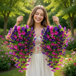 8pcs Dual Color Artificial Morning Glory Wall Hangings, Realistic and Flowers, Decorative Faux Flower, Home Decor, Wedding, Garden, Mother's Day Gift
