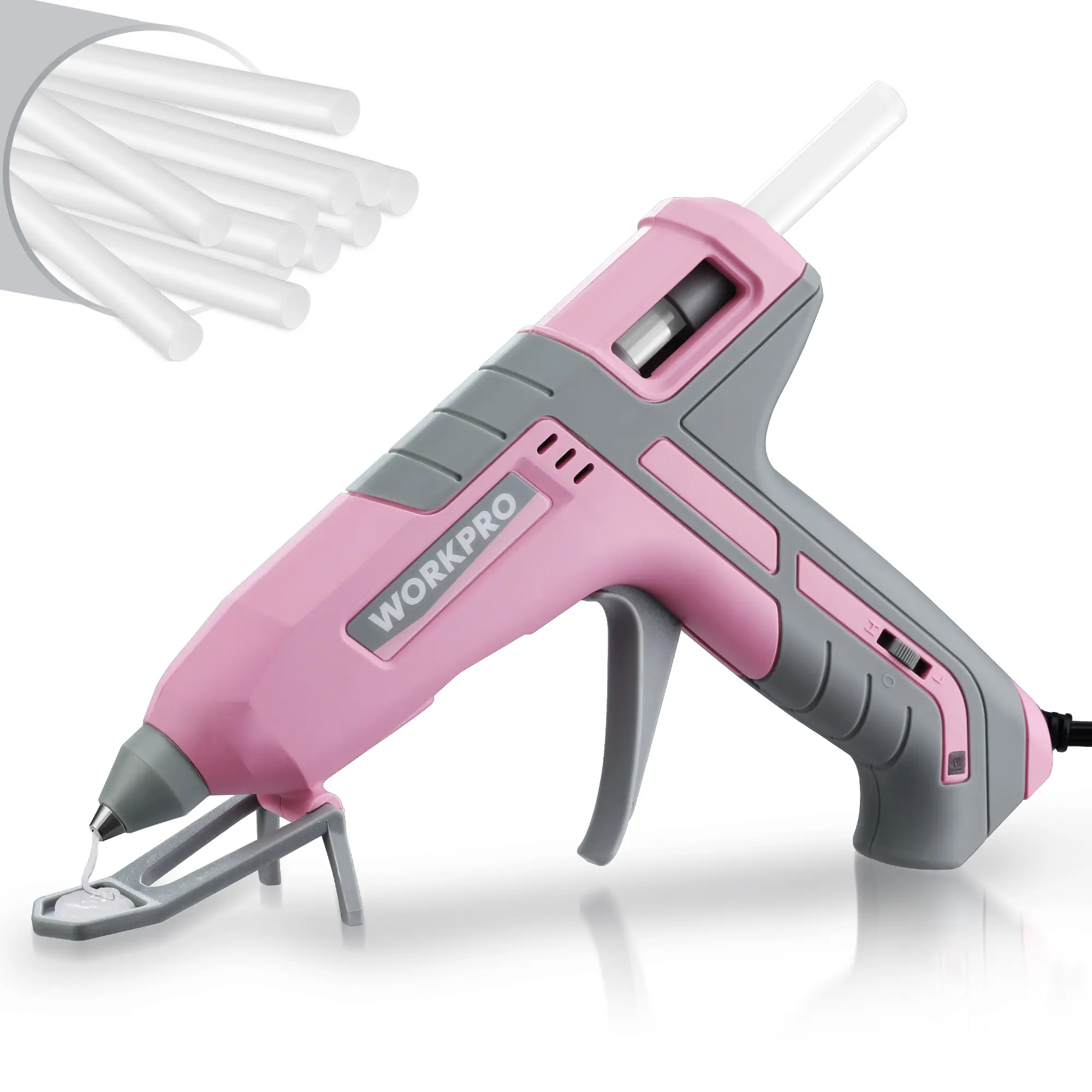 #fathersdaygift WORKPRO Hot Glue Gun Full Size - 60/100W Dual Temp Glue Gun and Sticks Set with 10 PCS Glue Sticks (7/16") - 90S Fast Preheating Hot Glue Gun Kit for Construction, Crafting, DIY and Repairs