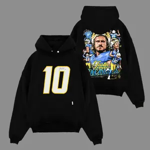 Justin Herbert - Herbo #10 For Chargers Nation Cotton Hoodie Sweatshirt T-Shirt (Made In US), Bolt Up! Outfit, Game Day Outfits, Gift For Football Fans, Football Graphic Hoodie