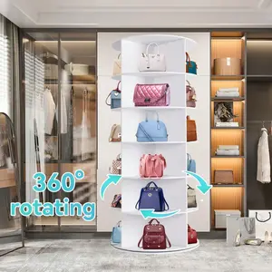 6/7-Tier Rotating Shoe Rack Tower, 360 °   Spinning Shoe Organizer Carousel, Vertical Shoe Display For Closet Storage, Holds 24/28+ Pairs (White)