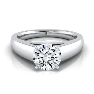 High Polish Tapered Signet Solitaire Engagement Ring Setting in Platinum