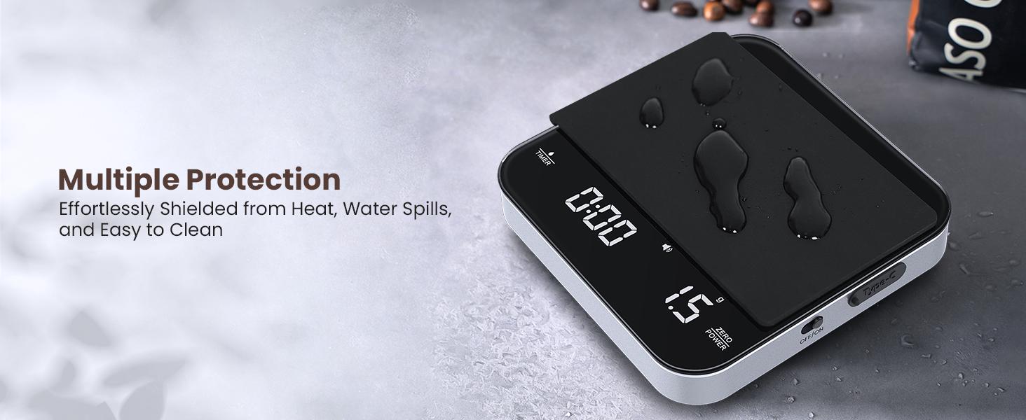 Maestri House Rechargeable Kitchen Scale, Portable Coffee Scale Digital Smart Food Scale,2kg/0.1g Accurate Glass Scale for Espresso Measuring Utensils