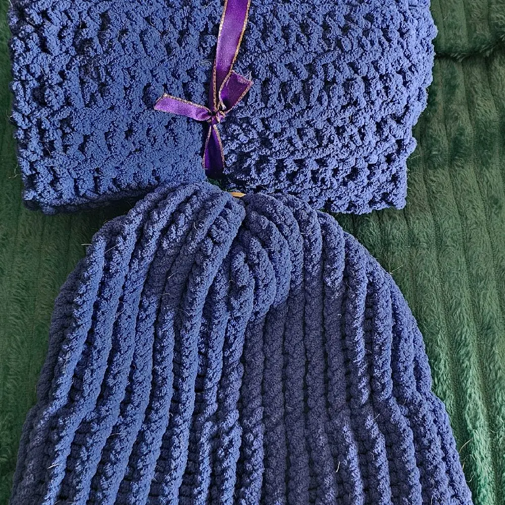 Royal Blue Beanie and Infinity Scarf