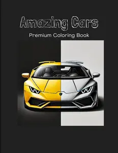 Amazing Cars Premium Coloring Book - Easy Coloring Pages for Kids, Adults, and Seniors - Frame Pages