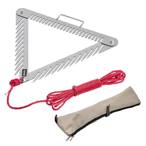 Stainless Steel Aquatic Weed Removal Rake, 24in 3-Sided Lake Weed Tool with 30ft Rope, Portable Foldable Handle, Floating Cutter for Lakes, Ponds