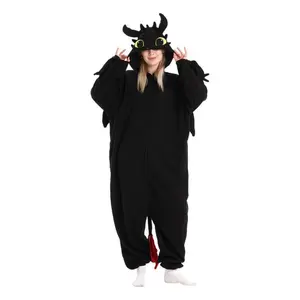 Cute dragon animal jumpsuit pajamas, dragon Halloween party costume fabric, women's Christmas pajamas, plush unisex styleGift