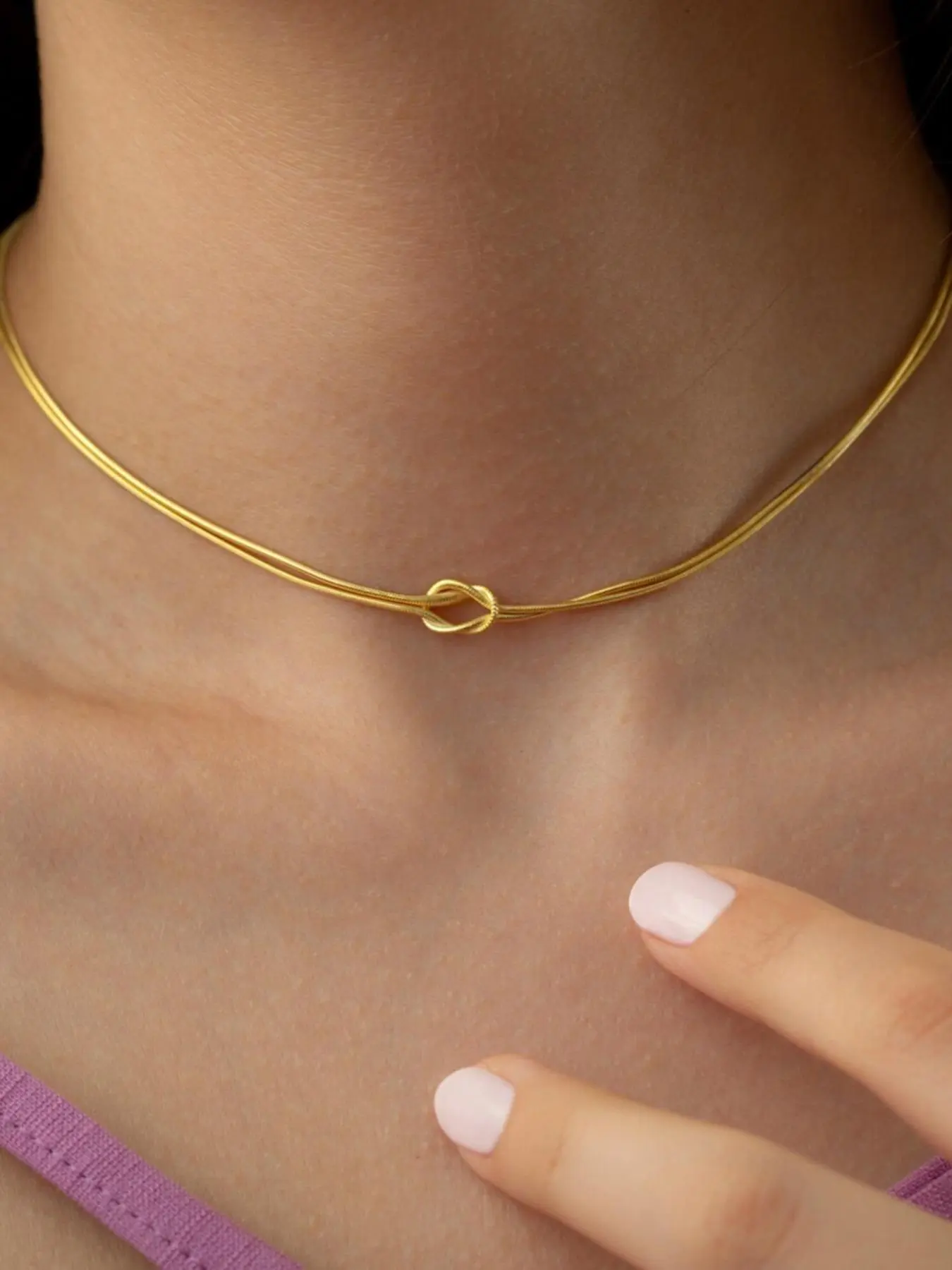Women's Simple Knot Design Chain Necklace, Stainless Steel Jewelry for Party, Daily Clothing Decor, Trendy All-match & Exquisite Jewelry for Birthday Gift