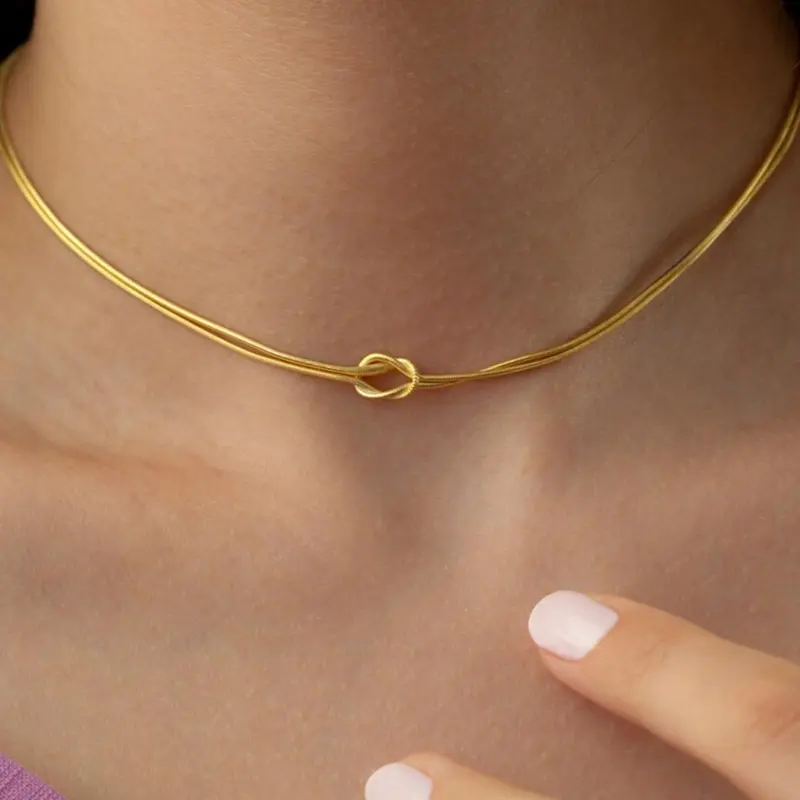 Women's Simple Knot Design Chain Necklace, Stainless Steel Jewelry for Party, Daily Clothing Decor, Trendy All-match & Exquisite Jewelry for Birthday Gift