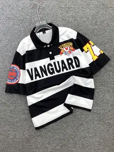 Unisex Colorblock Print Striped Short Sleeve Polo Shirt, Summer Fashion, Casual Wear, Comfortable Fit, Perfect for Daily Use