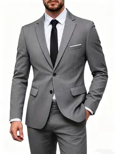 Men's Multi-Color Suit Two-Piece Set, Groomsmen Wedding Suit Business Casual Meeting Formal Wear, Fitted Slim Fit Plain Design, All Seasons