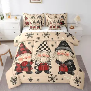 Christmas Dwarves 7 Pieces Comforter Set,Santa Claus Bed in a Bag,Comforter,& Sheet Set,All Season,Bedding Sets with Comforter