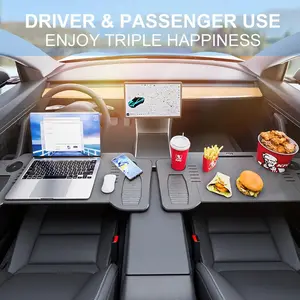 Car Steering Wheel Desk for Tesla Model 3/Y, Multi-Functional Car Mount for Laptops and Tablets, Ideal for Work and Eating in Vehicles