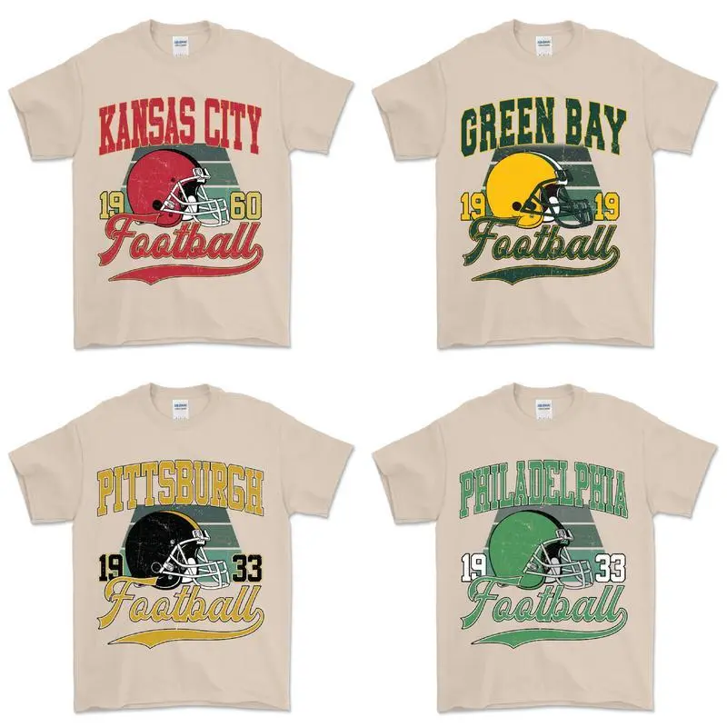 All 32 Teams Vintage Football Fan T-Shirt Collection - Sand Edition - Celebrate with Classic Sports Apparel - Show Your Pride for Every Football City Menswear Top