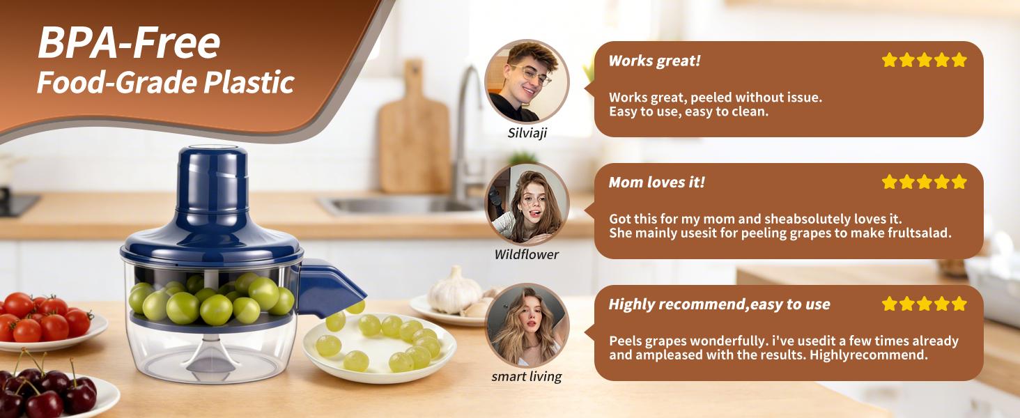 Automatic Grape Peeler Machine,Electric Peeling Skin Remover Tool for Small Fruits,Automatic Garlic & Cherry Tomato Peeler Skin Remover Tool for Grape,Efficient Peeling Kitchen Gadget for Home Use