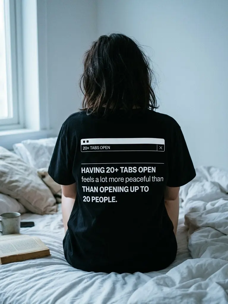 Women's Having 20+ Tabs Open Feels A Lot More Peaceful Than Opening Up To 20 People Back Tee