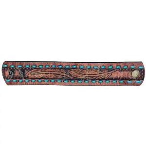 American Darling Bracelet Hand Tooled Carved Genuine Leather Women | Handmade Western Rustic