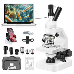 40-2000x Monocular Composite Microscope, Computer-Connectable Science Education Tool with Learning Materials for Students