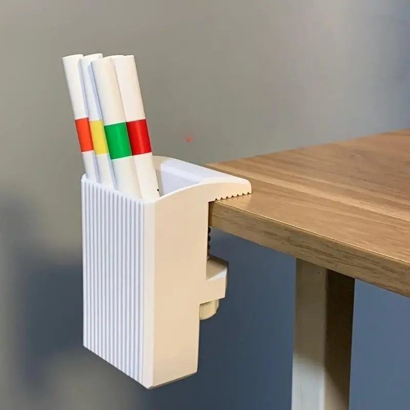 Self-Adhesive Pen Holder for Desk Edges 1cm-3.5cm, Minimalist Plain Color Design, Perfect for Office and Home Desks, Desk Organizer