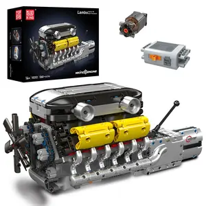 Mould King 10202 V12 Engine Engineering Motor Model Building Block STEM DIY Gift Adult Kid Toy Construction 1260 Pcs Miniature Set