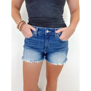 Carrie Cutoff Washed Denim Shorts