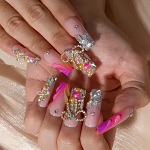 Lovful NEW DROP Collection Handmade Acrylic Press On Nails 10PCS Reusable Salon Quality 3D Flower Rhinestones for Flawless Long Lasting Look Manicure #DealsForYouDays